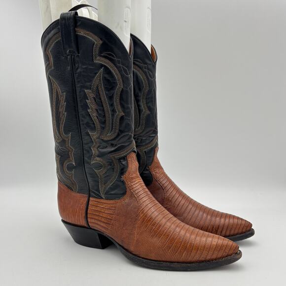 Tony Lama 8243 Lizard Leather Western Cowboy Boots Men's 8.5D Exotic